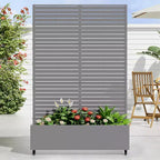MAYEERTY Pflanzkasten mit Spalier Eisengrau Lamellen Klassischer Stil 183x89x41cm 3er-Set