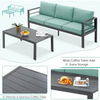 AECOJOY 7-teiliges Aluminium-Terrassenmöbel-Set Outdoor-Gesprächsgarnitur