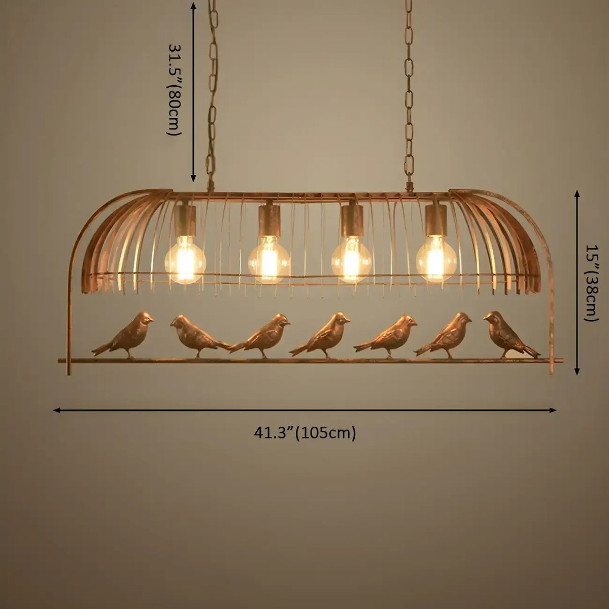 Pendelleuchte im Industriedesign mit Vogelkäfig für die Küche