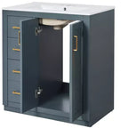 30 Zoll Einzelwaschtisch-Badschrank mit Unterschrank und 3 Schubladen – Schwarz / Blau / Grün / Indigo / Weiß