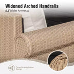 Captiva Designs 6-teiliges Luxus-Rattan-Sofa-Set für den Außenbereich mit geschwungenen Armlehnen und Kissen