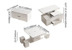 Klappbarer Couchtisch mit Liftfunktion, 4 Hockern und Stauraum