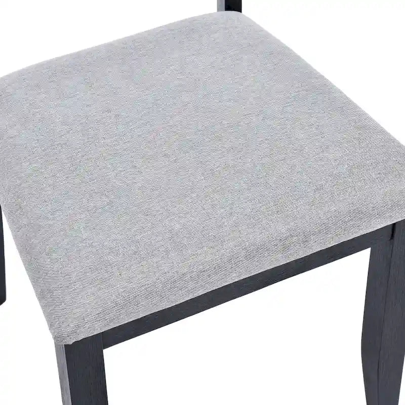 5-teiliges Esszimmerset aus Massivholz 47L (1 Tisch + 4 Stühle mit Sprossenrückenlehne)