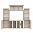 Moderner TV-Ständer für 55-Zoll-Fernseher mit Ladestation, Medienkonsole mit großen Aufbewahrungsschränken, Entertainment-Center für das Wohnzimmer-Panipeachy