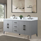 Vanity Art 72 Zoll Badezimmer-Waschtischunterschrank mit Doppelwaschbecken und Kunstmarmorplatte