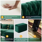 Whisen Velvet 3-in-1 Schlafsofa und wandelbares Schlafsofa im Kingsize-Format mit ausziehbarem Ottomane, getuftetem Design