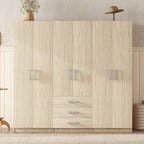 6-türiger Holz-Kleiderschrank mit 3 großen Schubladen für das Schlafzimmer