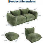 Modulares Chenille-Liebessofa, 2-Sitzer-Cloud-Sofa mit hochelastischem Schwamm, knochenloses Sofa für kleine Räume
