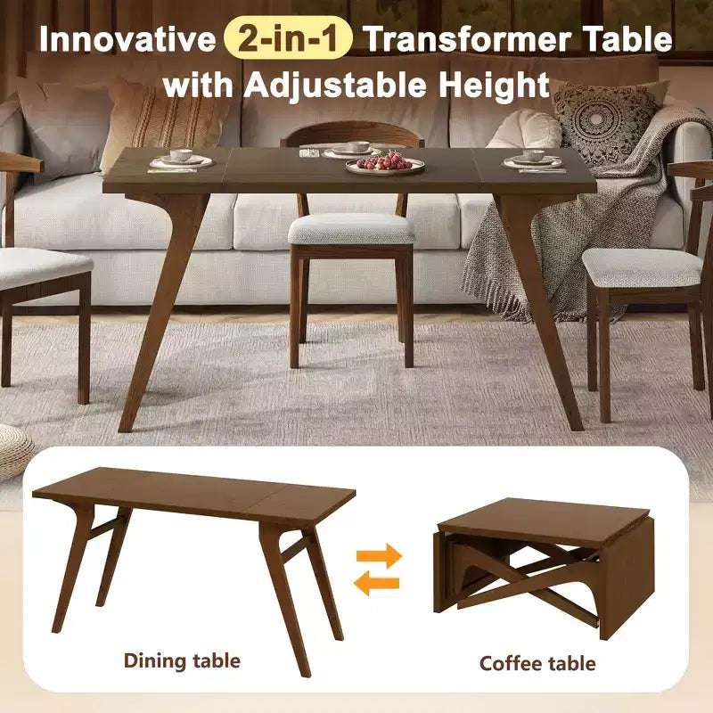 2-in-1 Couchtisch, ausziehbarer Esstisch, höhenverstellbarer Tisch für Zuhause & Büro, platzsparend – ModernLuxe