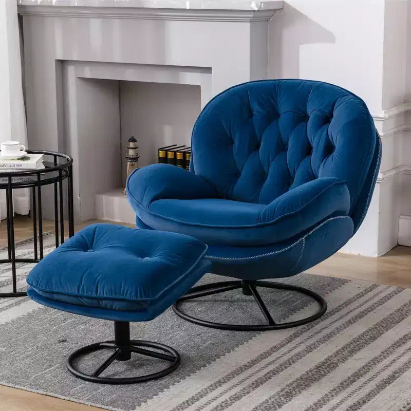 Okak Samt-Akzentsessel mit Ottoman, moderner Armloser Sessel im Mid-Century Stil für das Wohnzimmer, weicher bequemer Sessel zum Fernsehen, Gaming