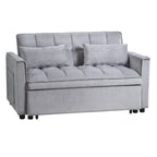 Modernes Schlafsofa zum Ausziehen, 3-in-1 Schlafsofa mit verstellbarer Rückenlehne, Samt-Zweisitzer, Kissen & Seitentaschen