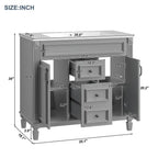 Moderner 36'' Badschrank mit Aufsatzwaschbecken und Spiegelschrank, 2 Türen und 2 Schubladen