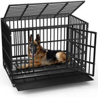 BOSSIN 48/38 Zoll Schwerlast-Hundebox, unverwüstlich, ausbruchsicher, mit feststellbaren Rollen
