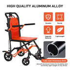 Ultraleichter faltbarer Transportrollstuhl, trägt 100 kg, 8,2 kg Aluminiumrahmen, 41,2 cm Sitz, abnehmbare Arm- und Fußstützen, Feststellbremse