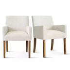 Set aus 6 gepolsterten Esszimmerstühlen mit Armlehnen, moderne Leinen-Sessel mit Holzbeinen, Akzentstühle für Esszimmer, Wohnzimmer - Panipeachy