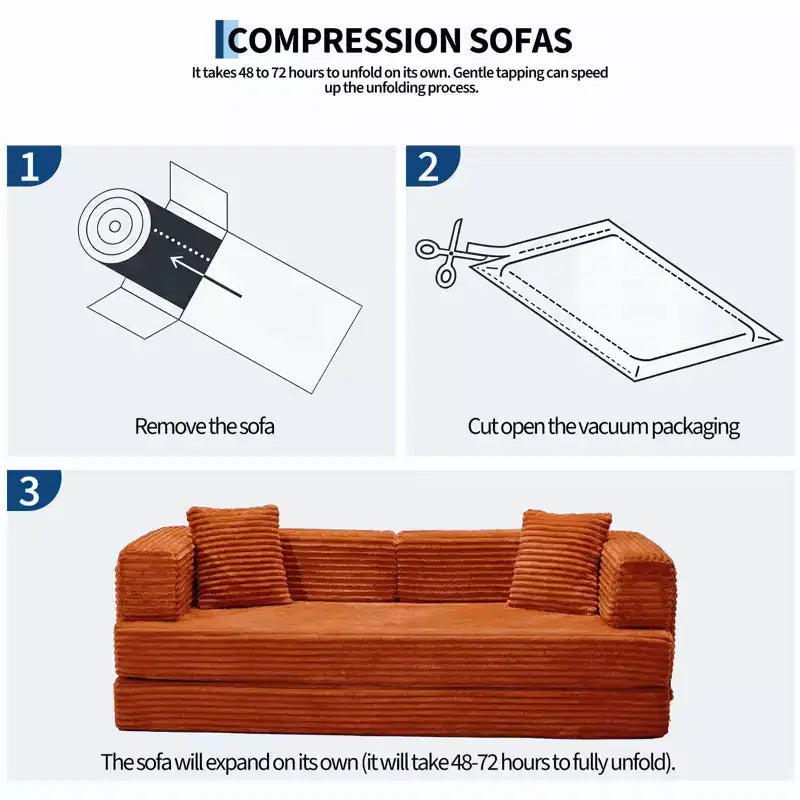 80.7 5-in-1 Schlafsofa – Kord, 544 kg, kein Aufbau