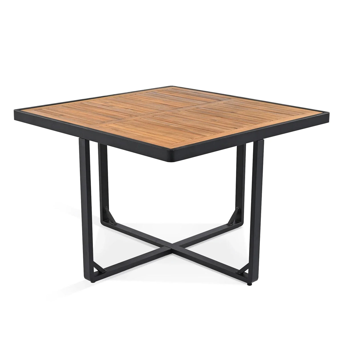 18-teiliges Terrassen-Essgruppen-Set aus Akazienholz, 8 gepolsterte Stühle & 8 Hocker & 2 quadratische Tische