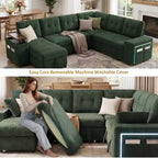 Dyonery 112 Modulares Schlafsofa mit Ausziehfunktion, U-förmiges Schnittsofa mit Stauraum, extra breite und tiefe Sitzflächen für das Wohnzimmer