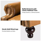 2er-Set Elisabete Modern Wingback Echtleder-Liegesessel mit Vintage-Nagelkopfleiste für Wohn- und Schlafzimmer | ART OF LIVING DESIGNS