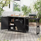 78,3 Zoll Outdoor-Kücheninsel mit Edelstahl-Arbeitsplatte, klappbarer Grillstation und Lagerschränken, Schwarz
