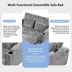 61.6 Modernes Chenille-Schlafsofa mit USB-Anschlüssen, Becherhaltern und verstellbarer Rückenlehne für Wohnzimmer, Apartment
