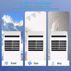 8.000 BTU mobile Klimaanlage – 3-in-1 Kühlung, Entfeuchter & Ventilator für 32 m² mit Schlafmodus & 1 Jahr Garantie