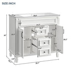 Moderner 36'' Badschrank mit Aufsatzwaschbecken und Spiegelschrank, 2 Türen und 2 Schubladen