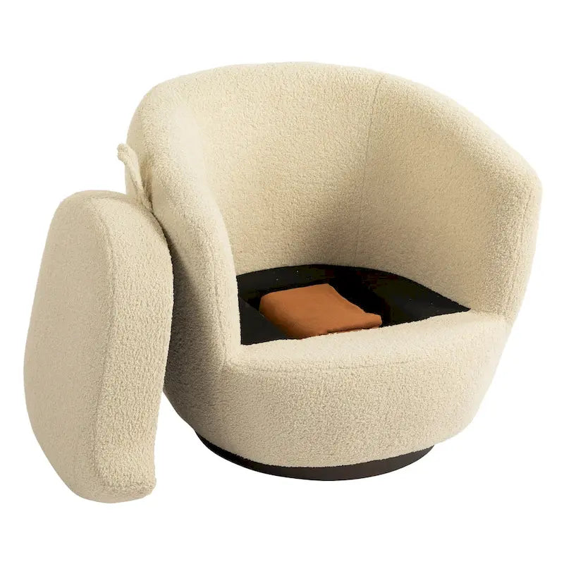 Gepolsterter drehbarer Fauteuil mit Stauraum, moderner Wohnzimmer-Sessel für Schlafzimmer/Büro/Lesebereiche
