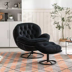 Okak Samt-Akzentsessel mit Ottoman, moderner Armloser Sessel im Mid-Century Stil für das Wohnzimmer, weicher bequemer Sessel zum Fernsehen, Gaming