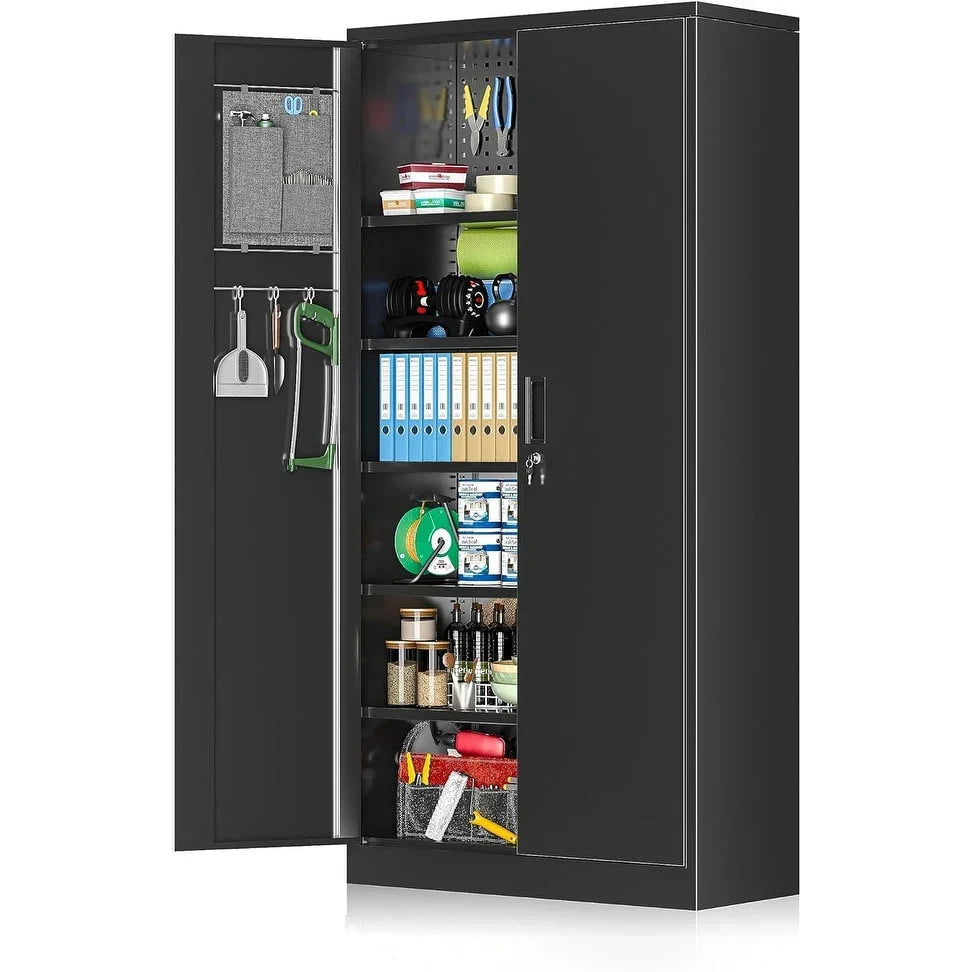 71 Zoll Garagen-Lagerschrank Regal Küche Speisekammer Spind mit verstellbaren Regalen für Büro, Garage, Zuhause, Speisekammer