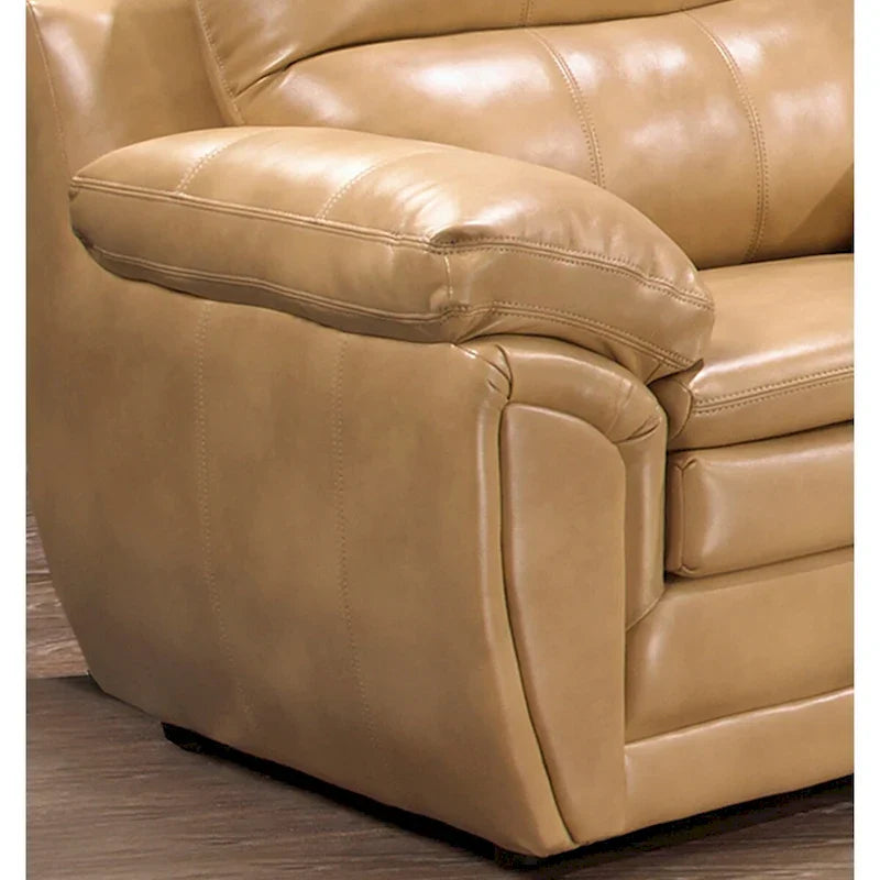 Simon Hellbraun-braunes Ledergel-Sofa, Loveseat und Sessel-Set