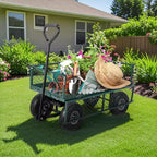 Hochleistungs-Stahl-Gartenwagen, 500 Lbs, klappbarer Gerätewagen mit abnehmbaren Gitterseiten und Einlage, 10 pneumatische Reifen, Ziehgriff