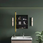 Schwarzer / Weißer / Goldener LED-Spiegelschrank, einzelne Tür, links- oder rechts angeschlagen, Einbau- oder Wandmontage